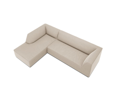 Micadoni linker hoekbank Ruby 4-zits, flueel, beige - 180x273x69cm
