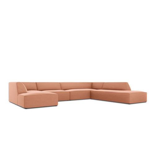 Cosmopolitan Design - Panoramische hoekbank Siena 7-zits, flueel roze - 273x366x69cm