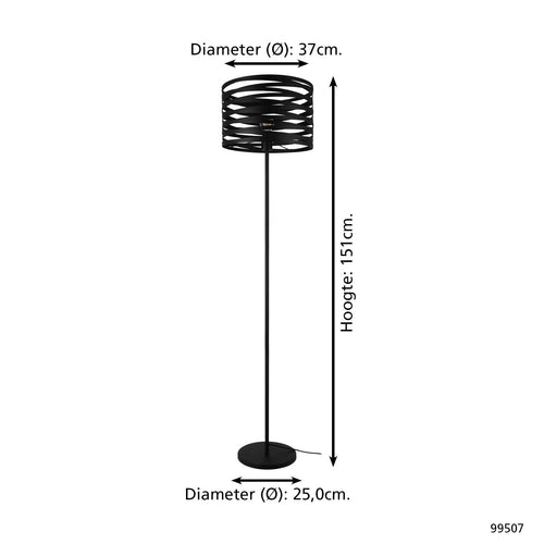 EGLO vloerlamp Cremella - e27 - 151 cm - zwart