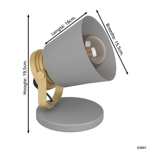 EGLO tafellamp Twicken - e27 - 19,5 cm - grijs/goud -staal