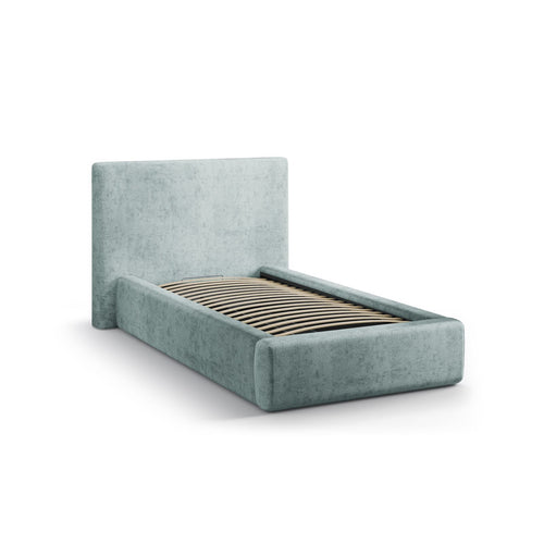 Cosmopolitan Design - Opbergbed met hoofdeinde Asti 90x200cm chenille lichtblauw - 220x130x95cm