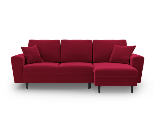 Cosmopolitan Design Omkeerbare converteerbare hoekbank met opbergdoos Kyoto 4-zits, flueel rood - 145x241x88cm