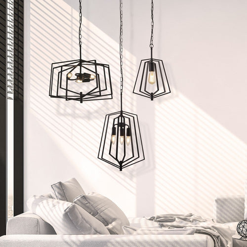 Searchlight SLINKY - 3 Lichtmetalen verstelbare matzwarte plafondhanger
