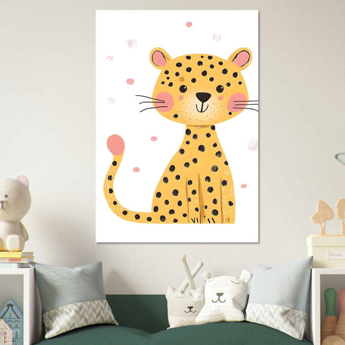 Artfulprints Poster Kleine luipaard   - A4 21x29.7 cm - Geel