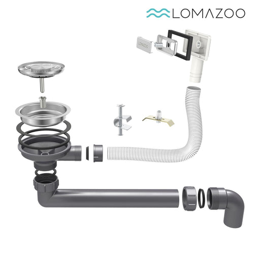 LOMAZOO spoelbak Noah - met kraangat - RVS - gun metal - 34 x 40 cm