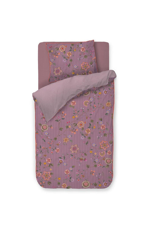 Pip Studio dekbedovertrek Flores Bailando - 140x200/220 cm - paars - vtwonen shop