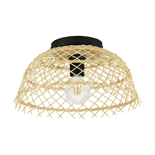 EGLO plafondlamp Ausnby - e27 - ø 37 cm - zwart/hout