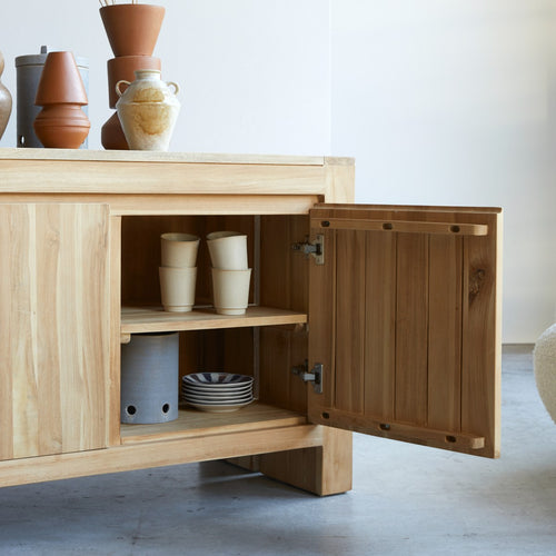 Tikamoon Massief teakhouten buffet 160 cm - Naturel - vtwonen shop