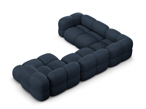 Cosmopolitan Design Panoramische hoekbank links Loretto 5-zits, structurele stof donkerblauw - 250x345x68cm