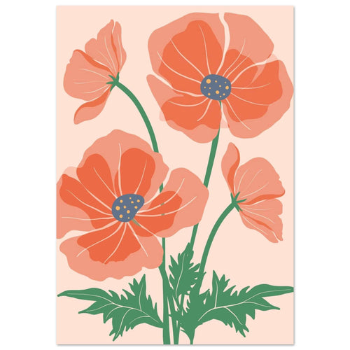 Artfulprints Poster Boho – Field flowers   - 70x100 cm - Oranje