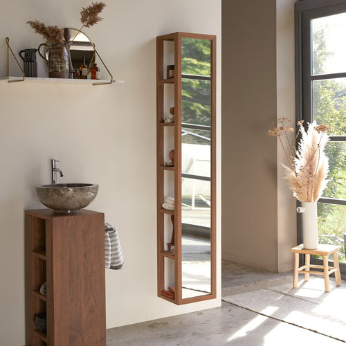 Tikamoon Rechte kolomkast van massief notenhout - Donkerbruin