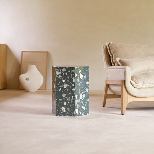 Tikamoon Hocker van groen premium terrazzo - Donkergroen - vtwonen shop