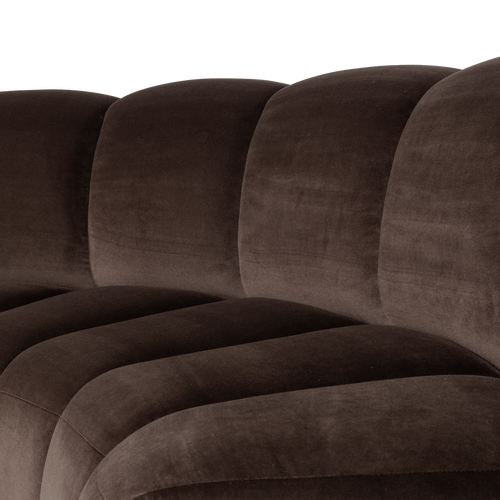 WOOOD eetbank halfronde hoek rugleuning Mojo - Velvet - Bruin - 83x152x73