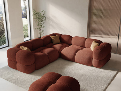 Cosmopolitan Design Symmetrische hoekbank Loretto 4-zits, structurele stof koraal - 250x250x68cm
