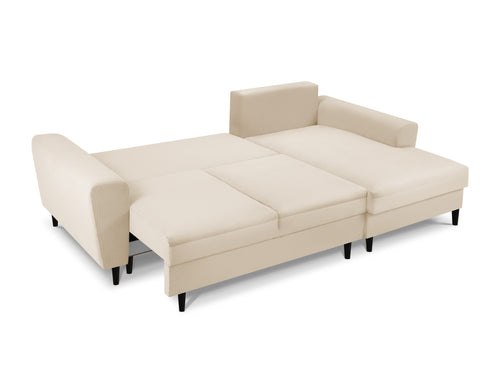 Cosmopolitan Design Converteerbare hoekbank rechts met opbergdoos Kyoto 4-zits, ribfluwelen, beige - 145x241x88cm