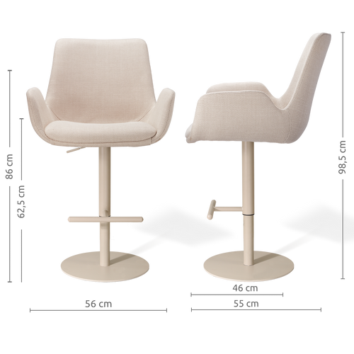 Nolon Niva-Eef tulp barkruk beige verstelbaar - beige poten