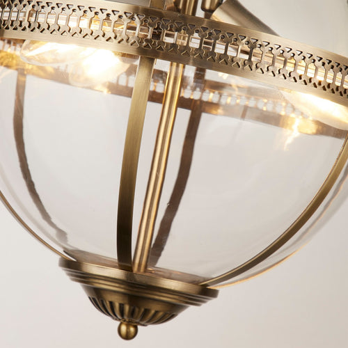 Searchlight Coronet Hanglamp met 3 lampen Antiek messing, glas
