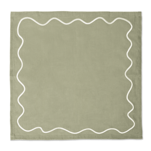 Kulu Club servetten wavy - 100% linnen - saliegroen - set van 2 - vtwonen shop