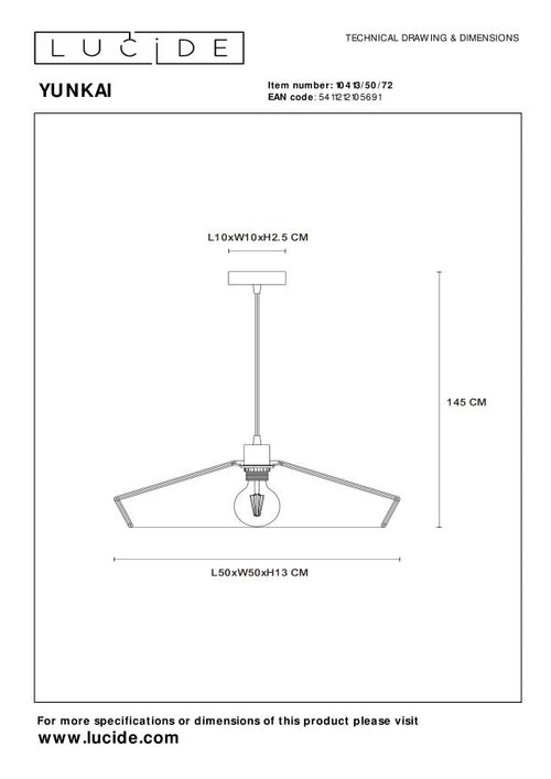 Lucide hanglamp YUNKAI - 1xE27 - Naturel - vtwonen shop