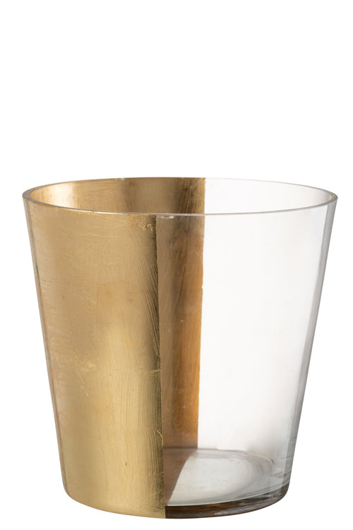 J-Line windlicht boe - glas - transparant/goud - large