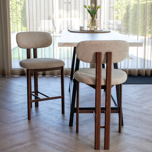 Giga Meubel Barkruk Noor - Stof/Metaal - Walnoot - Zithoogte 75cm - Set van 2 - vtwonen shop