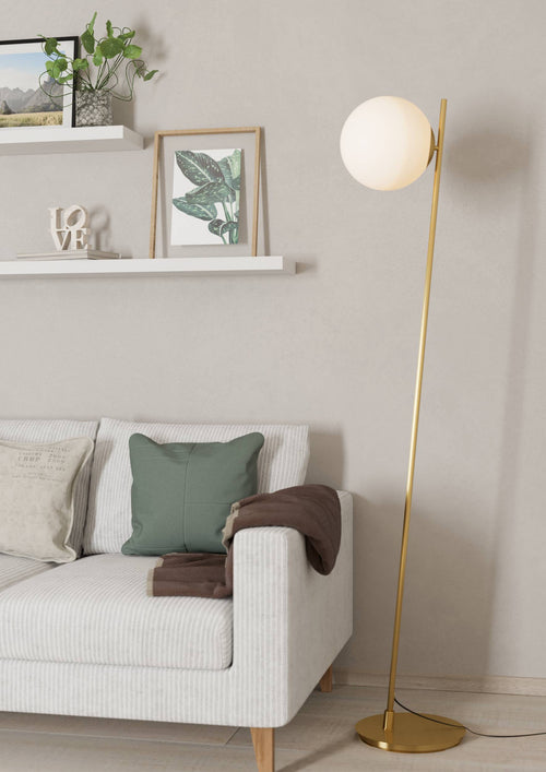 EGLO vloerlamp Rondo 4 - e27 - 174,5 cm - goud/wit - glas/staal