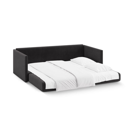 Cosmopolitan Design - Converteerbare bank Shannon 3-zits, flueel donkergrijs - 94x209x87cm