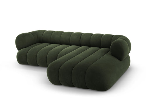 Cosmopolitan Design rechter hoekbank Koge 5-zits, flueel groente - 165x270x70cm