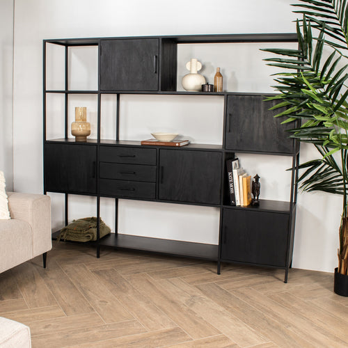 Wandkast Shaquille Zwart 220cm - Giga Meubel - vtwonen shop