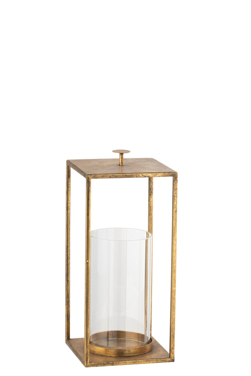 J-Line lantaarn Nino - ijzer/glas - goud - vtwonen shop