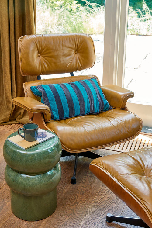 In The Mood Collection Clair Sierkussen - L55 x B35 x H10 cm - Katoenfluweel - Groen, Grijs