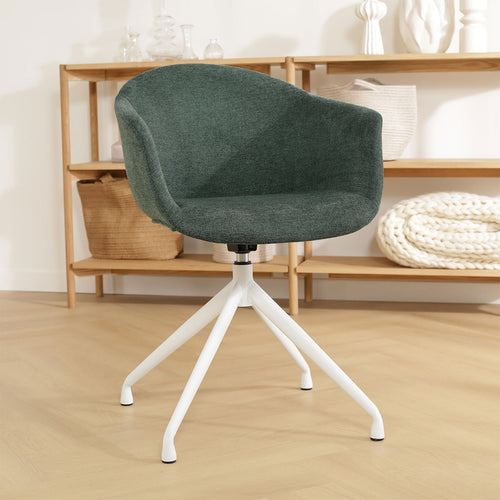 Nolon Nola-Otis Draaibare Eetkamerstoelen Set - Donkergroen - Wit