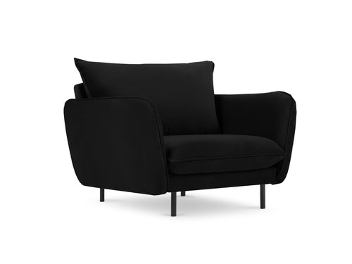 Cosmopolitan Design Fauteuil Vienna flueel, zwart - 94x97x95cm