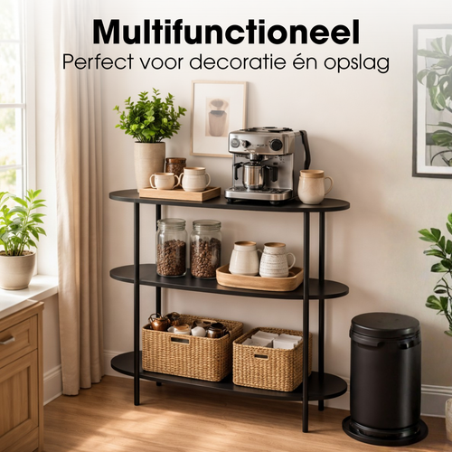 Mica Decorations Wandrek – Opbergrek en Metalen Wandrek voor Decoratie Woonkamer – Geschikt voor Planten en Accessoires – Stevig Rek van IJzer – 90 x