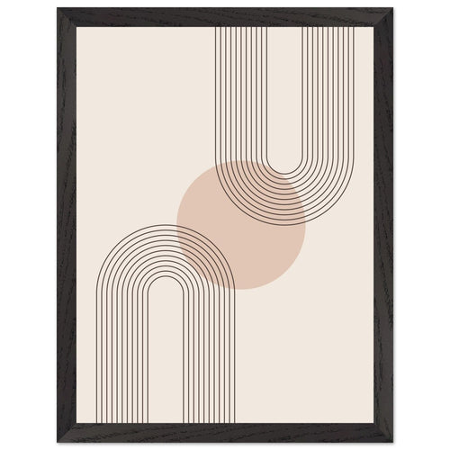Artfulprints Poster met Lijst Boho – Neutral curves   - 30x40 cm - Grijs