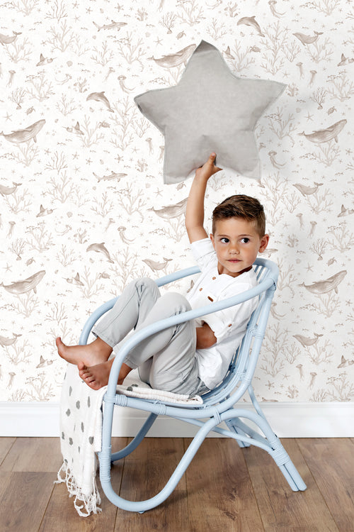 ESTAhome behang onderwaterwereld warm beige - 50 x 900 cm - 131256 - vtwonen shop