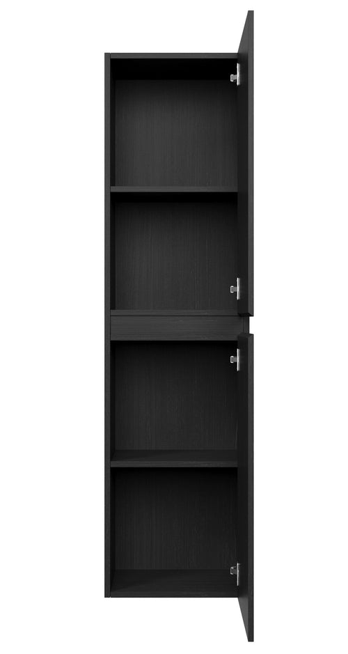 Badplaats Badkamerkast Angela 40 x 30 x 150 cm – Zwart Hout – Hangende Kolomkast met 2 Deuren