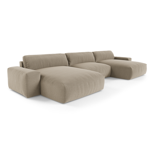 Sia Home - Panoramische banken BLISS - Zacht aanvoelende geweven stof - Mol - 420cm - vtwonen shop