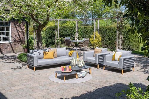 Carmen lounge sofaset - 5-delig - carbon black - aluminium teak look - vtwonen shop