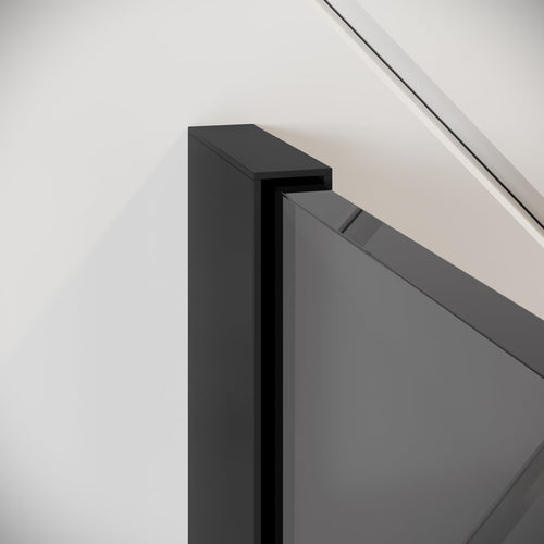 Badplaats Douchewand Rizani 40 x 200 cm – Zwart – Rookglas Inloopdouche 8 mm Veiligheidsglas