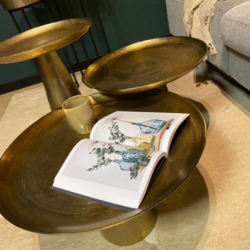 StarFurn Salontafel Daisy - Rond Goud Metaal - 40x40x60cm - vtwonen shop