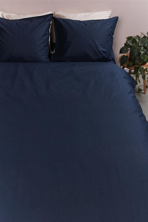 Ambiante Cotton Uni dekbedovertrek - Effen - Lits-Jumeaux XL - 260x200/220 cm - Donker Blauw - vtwonen shop