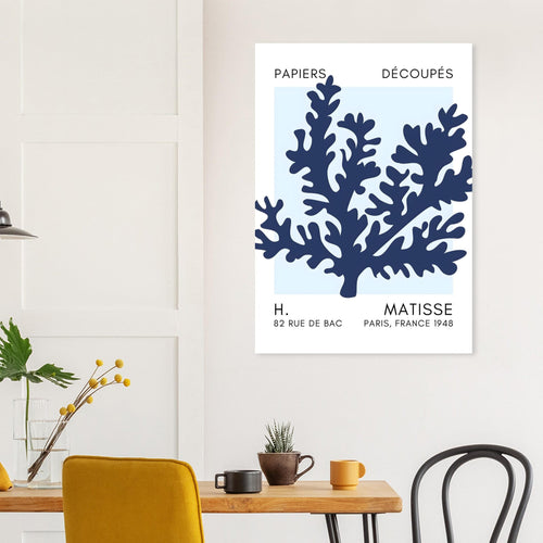 Artfulprints  Matisse – Aqua bloom navy blue I   poster 30x40 cm