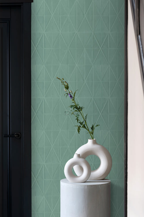 Origin Wallcoverings behang origami motief vergrijsd groen - 0,53 x 10,05 m - 347858 - vtwonen shop