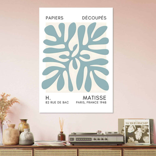 Artfulprints Poster met Lijst Matisse - Deep ocean turquoise   - 70x100 cm - Turquoise
