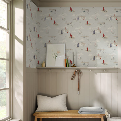 Sophie Allport Vliesbehang Kinderkamer - Coastal Boats Cottesmore Sky
