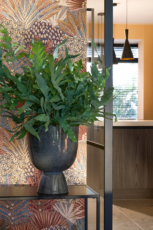 Mica Decorations James Bloempot op Standaard - H28 x Ø22 cm - Metaal - Grijs