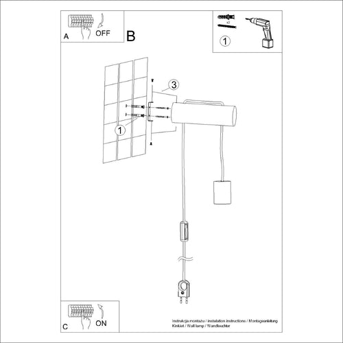 Sollux Lighting Wandlamp NIMBI E27 met schakelaar - 6x19x55cm