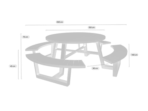 MaximaVida ronde aluminium picknicktafel Bermuda Ø 250 cm zwart - vtwonen shop