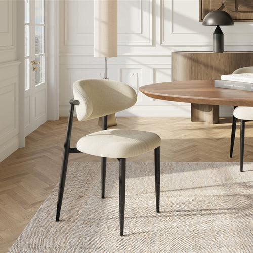Premium Interiors - Set van 2 stoelen LINA - zacht aanvoelende geweven stof crème 52cm